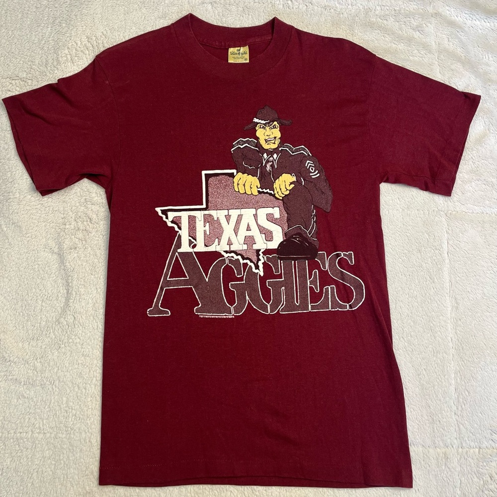 Vintage 80s Touch Of Gold NCAA Texas A&M Aggies Graphic T Shirt Unisex Sz M Vtg
